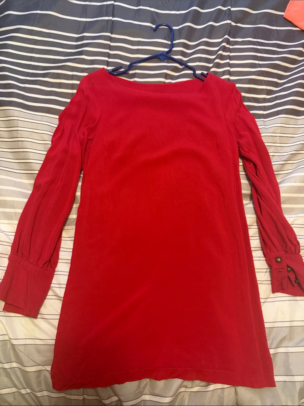 Audrey 3+1 Crimson Red Long-Sleeve Shift Dress